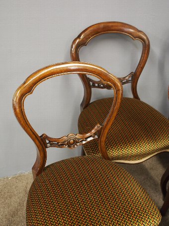 Antique Set of 4 Victorian Balloon Back Chairs