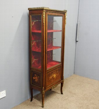 French Inlaid Marquetry Rosewood Display Cabinet