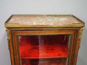 Antique French Inlaid Marquetry Rosewood Display Cabinet