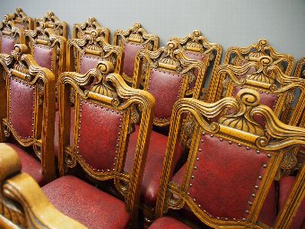 Antique Set of 24 Victorian Carved Oak Dining Chairs