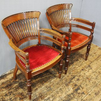 Pair of Edwardian Mahogany Office Chairs