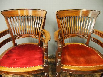 Antique Pair of Edwardian Mahogany Office Chairs