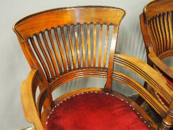 Antique Pair of Edwardian Mahogany Office Chairs