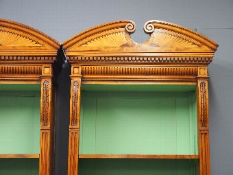 Antique Pair of Neoclassical Style Satinwood Open Bookcases
