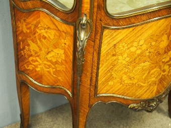 Antique Serpentine Front Kingwood Display Cabinet