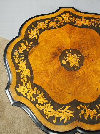 Antique Mid Victorian Walnut and Marquetry Inlaid Table