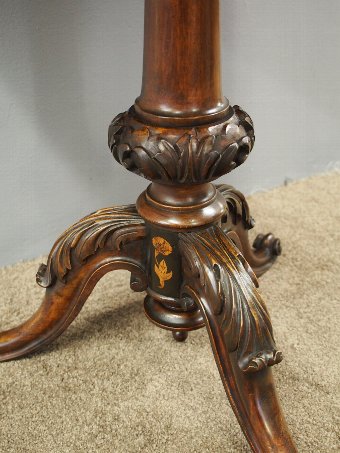 Antique Mid Victorian Walnut and Marquetry Inlaid Table