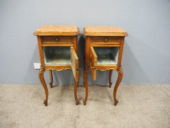 Antique Pair of French Oak Bedside Lockers
