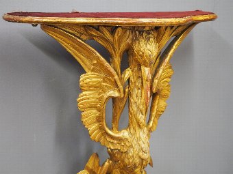 Antique Chippendale Style Carved Giltwood Heron Side Table