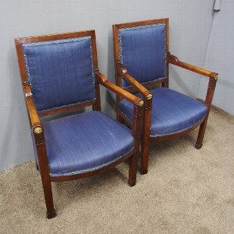  Pair of French Walnut Fauteuils