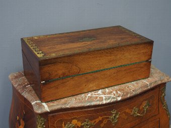 Antique Regency Rosewood and Brass Inlaid Lap Desk