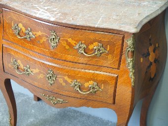 Antique Louis XV Style Kingwood Marble Top Commode