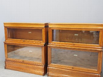 Antique Pair of Neat Oak Globe Wernicke Sectional Bookcases
