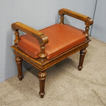 Oak Window Seat with Leather Cushion