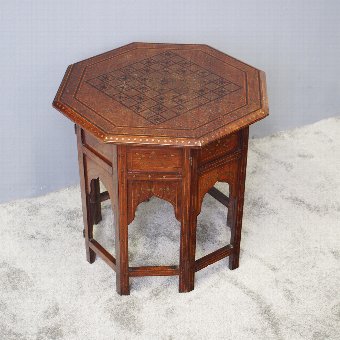 Indian Brass Inlaid Teak Games Table