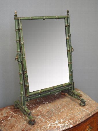 Green and Gilded Faux Bamboo Mirror