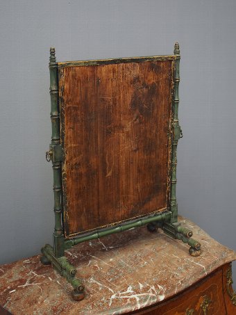 Antique Green and Gilded Faux Bamboo Mirror