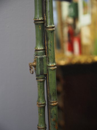 Antique Green and Gilded Faux Bamboo Mirror