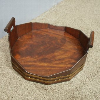 Mahogany and Brass Bound Dodecagon Tray
