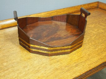 Antique Mahogany and Brass Bound Dodecagon Tray