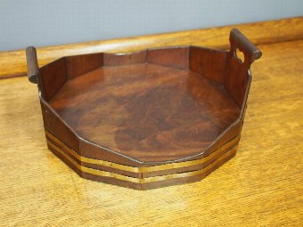 Antique Mahogany and Brass Bound Dodecagon Tray