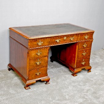 George II Style Walnut Kneehole Desk
