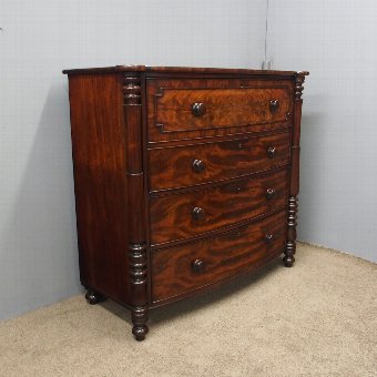Scottish William IV Mahogany Bow Front Chest of Drawers
