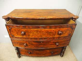 Antique Scottish William IV Mahogany Bow Front Chest of Drawers