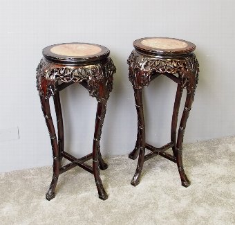Pair of Large Chinese Rosewood Plant Stands