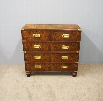 Victorian Walnut and Burr Walnut Military Chest