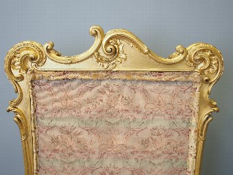 Antique Chippendale Style Carved Giltwood and Gesso Screen
