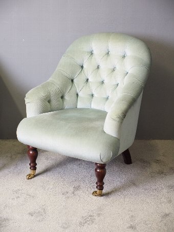 Antique Pair of Victorian Style Pale Blue Easy Chairs