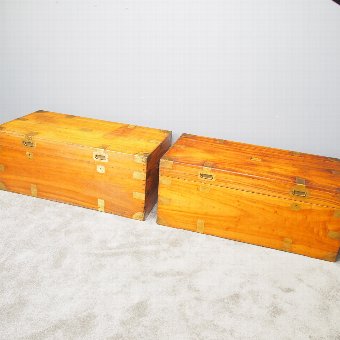 Pair of Large Camphor Wood Campaign Trunks