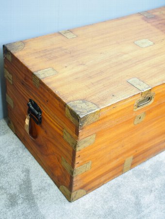 Antique Pair of Large Camphor Wood Campaign Trunks