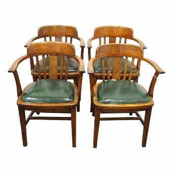 Set of 4 Oak Club or Captains Chairs