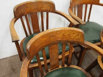 Antique Set of 4 Oak Club or Captains Chairs