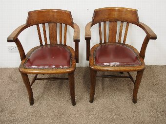 Antique Pair of Oak Desk Chairs