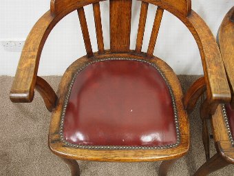 Antique Pair of Oak Desk Chairs