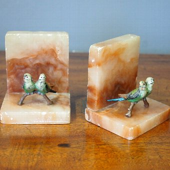 Pair of Bronze Budgerigar Book Ends