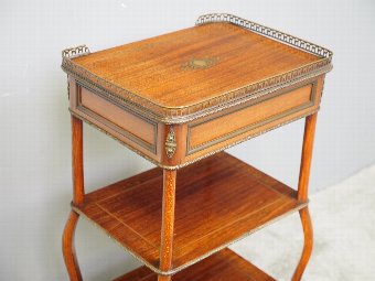 Antique French Brass Inlaid Tiered Occasional Table