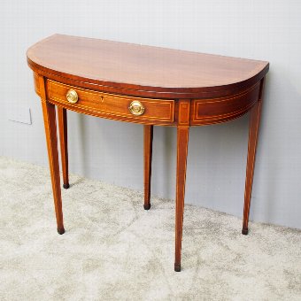 George III Mahogany Inlaid Foldover Tea Table