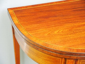 Antique George III Mahogany Inlaid Foldover Tea Table