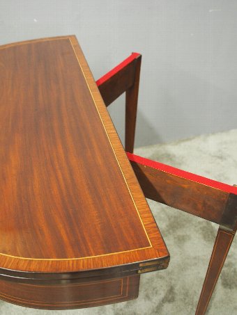 Antique George III Mahogany Inlaid Foldover Tea Table