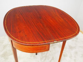 Antique George III Mahogany Inlaid Foldover Tea Table