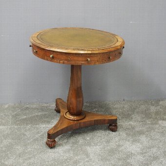 Small George IV Rosewood and Leather Top Drum Table