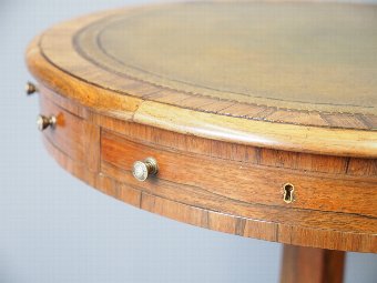 Antique Small George IV Rosewood and Leather Top Drum Table