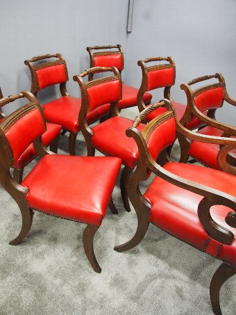 Antique Set of 8 Scottish Regency Mahogany Dining Chairs