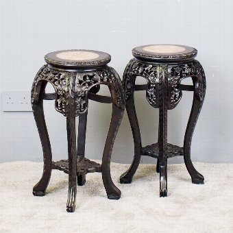  Pair of Neat Chinese Rosewood Plant Stands