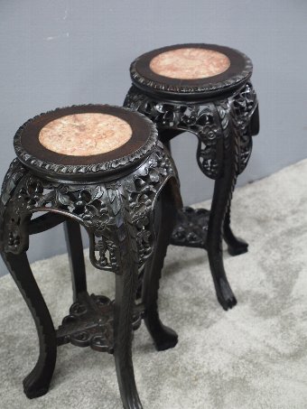 Antique  Pair of Neat Chinese Rosewood Plant Stands
