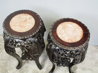 Antique  Pair of Neat Chinese Rosewood Plant Stands